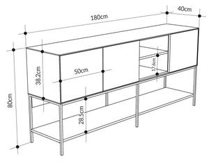 Komoda Houseland Amira 180 cm šedo-zelená