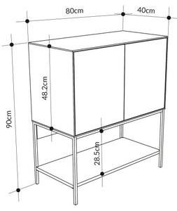 Komoda Houseland Amira 80 cm šedo-zelená