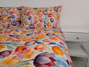 Nelly bavlněné povlečení design tulipány, rozměr 70x90 a 140x200cm