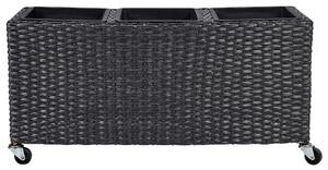 Květináč BELLIS Umělý ratan 82 cm Černá