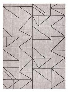 Koberec SIZAL FLOORLUX 20605 geometrický trojúhelník - stříbrný / černý