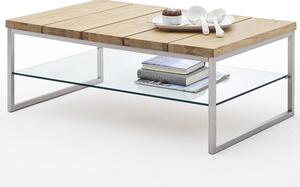 Konferenční stolek z masivu NORGE dub přírodní/leštěná ocel
