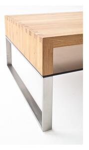 Konferenční stolek z masivu HILARY dub přírodní/leštěná ocel