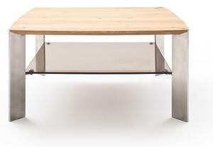 Konferenční čtvercový stolek z masivu NELIA dub přírodní/leštěná ocel