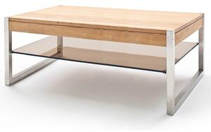 Konferenční stolek z masivu MIGEL dub přírodní/leštěná ocel