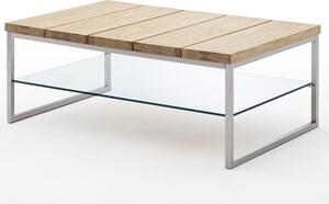 Konferenční stolek z masivu NORGE dub přírodní/leštěná ocel