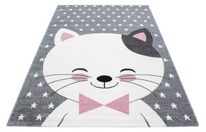 DĚTSKÝ KOBEREC, 80/150 cm šedá, bílá, pink Ben'n'jen - Online Only koberce & rohožky, Online Only