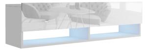 Závěsný televizní stolek ANTOFALLA 140, bílá/bílý lesk