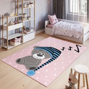 Dětský koberec PINKY DE71A Teddy Bear růžový