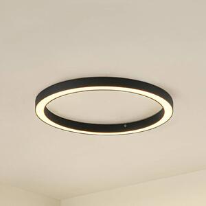Lucande LED stropní svítidlo Neor, černé, Ø 60 cm, stmívatelné, stmívatelný, Černá, Chodba, kov, Moderní