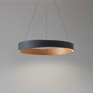 Lucande LED závěsné světlo Daelor, černé/dřevo, stmívatelné, stmívatelný, Černá, Obývací pokoj / jídelna, kov, Design