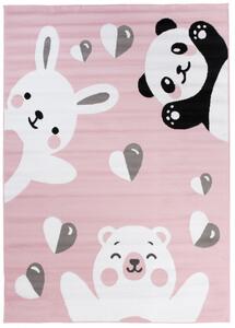 Dětský koberec PINKY DE78A Bear Panda Rabbit růžový