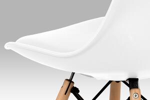 Jídelní židle bílý plast / bílá koženka / natural CT-741 WT