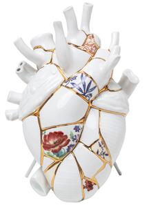 Seletti Bílá porcelánová váza Love in Bloom Kintsugi 25 cm