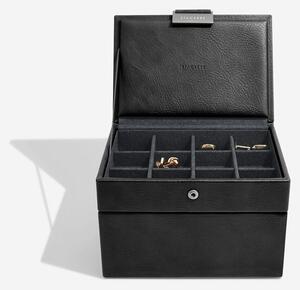 Stackers, Pánská šperkovnice Black Cufflink & Watch Box | černá