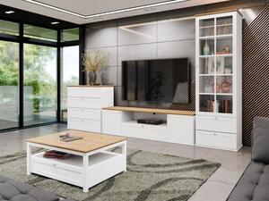 Sestava nábytku do obývacího pokoje Fritkit II, Barva dřeva: bílá/bílá + dub lefkas Mirjan24 5903211347436