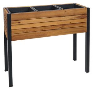 Květináč HWC-L22, 75x81x30cm, hliník, akáciové dřevo - hnědá