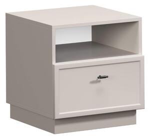 Noční stolek Lorini se zásuvkou 45 cm - kašmír / černá úchytka T-bar