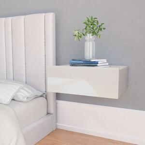 Nástěnný noční stolek bílý vysoký lesk 40x30x15 cm dřevotříska