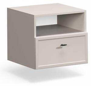 Závěsný noční stolek Lorini se zásuvkou 45 cm - kašmír / černá úchytka T-bar