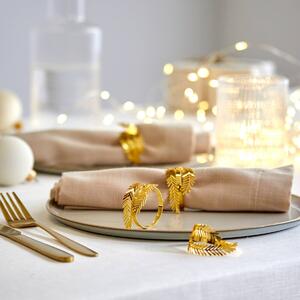 Sada 4 krou�k� na ubrousky s motivem l�stk� zlat�