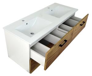 Koupelnová skříňka s keramickým umyvadlem Agria NEW W 120 - bílá/zlatý dub