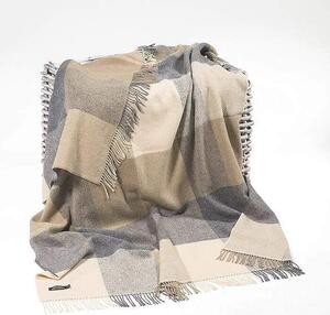 Deka Merino vlna / kašmír Cream Charcoal Large Block 180 x 136 cm John Hanly