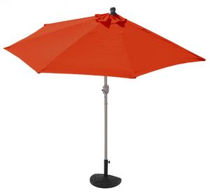 Slunečník půlkruh Parla, UV 50+ polyester/hliník - 300cm terakota se stojanem