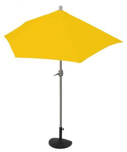 Slunečník půlkruh Parla, UV 50+ polyester/hliník - 270cm žlutý se stojanem