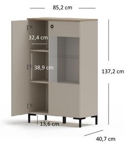 Vitrína Demandaron 2 (taupe + dub silverjack)