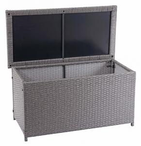 Polyratanový zahradní úložný box HWC-D88 - základní šedá, 51x115x59cm 250l
