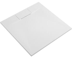 Sprchová vanička čtvercová Enzo - SMC/minerální kompozit - strukturovaná bílá matná - 80x80x3 cm