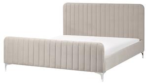 Postel Umělý samet LUNAN 160 x 200 cm Taupe