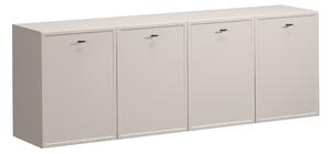 Závěsná komoda Lorini 200 cm čtyřdveřová - kašmír / černé úchytky T-bar