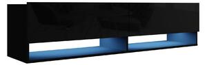 Televizní stolek ANTOFALLA 175, černý/černý lesk
