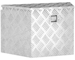 HOMCOM Přívěsná toolbox, Hliníková úložná skříň, Integrovaný zámek s klíči, Trapezoidní tvar, pro dodávky, přívěsy, 73,7 x 41 x 46 cm, Stříbrná | Aoso