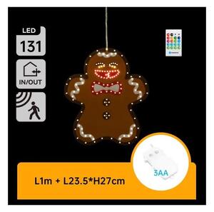 Aigostar - LED Vánoční dekorace 131xLED/3xAA IP44 + DO perníček 27 cm