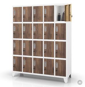 Sociální BHP skříň s přihrádkami bílá / ořech, 1360x1720x450 mm: ROBERT Eco Design