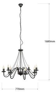 Lustr na řetězu MALBO 8xE14/10W/230V černá