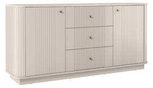 Komoda Vesper 160 cm se zásuvkami na soklu - kašmír / zlaté úchyty