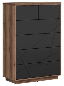 KOMODA, černá, barvy dubu, 90/130,5/42,5 cm - Šuplíkové komody, Online Only