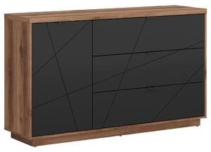 KOMODA, černá, barvy dubu, 156/93/42,5 cm - Šuplíkové komody, Online Only