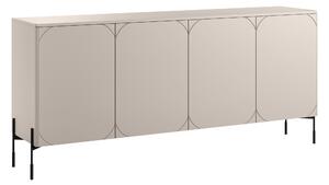 Komoda Sonatia 200 cm čtyřdveřová - kašmír / černé nohy