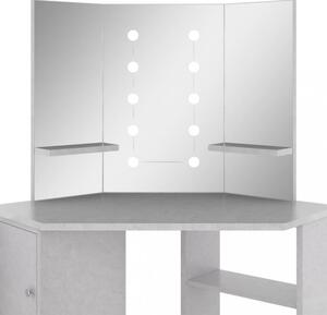 Rohový toaletní stolek s LED Dekorhome Tmavě šedá
