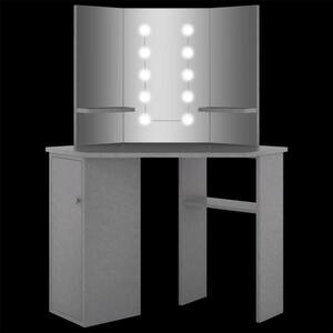 Rohový toaletní stolek s LED Dekorhome Tmavě šedá