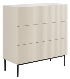 Moderní komoda Nicole 100 cm s zásuvkami a ryhovaným čelem - kašmír / černé nožky