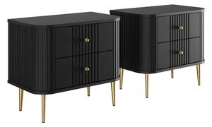 Set nočních stolků Vesper 56 cm - černá / zlaté nohy