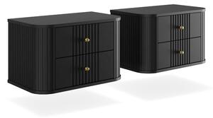 Set závěsných nočních stolků Vesper 56 cm - černá / zlaté úchytky