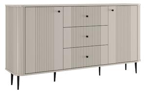 Komoda Vesper 160 cm se zásuvkami na nožkách - kašmír / černé nohy