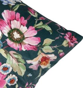 Zelený ručně vyrobený polštář s květy Fleury Roses - 45*45*10cm